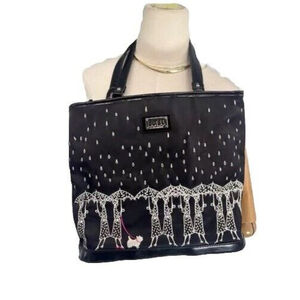 LULU By Lulu‎ Guinness Large Black & White Large Saffiano Leather Handbag, Tote